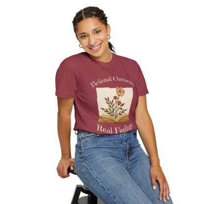 Fictional Characters Real Feelings - Book Lovers T-shirt