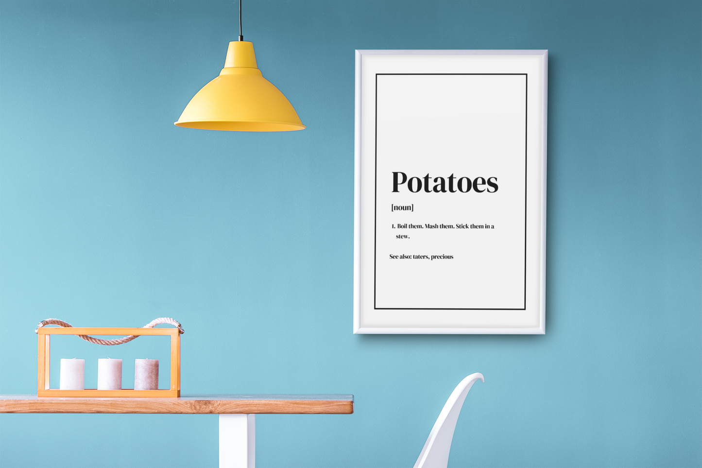 potatoes boil em mash em stick em in a stew poster